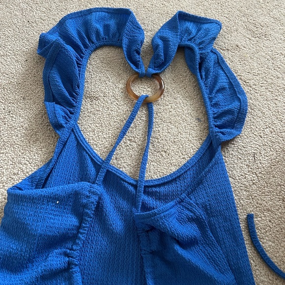 SHEIN Ruffle Open Back Blue Size XS Sleeveless Crop Top - Picture 3 of 4
